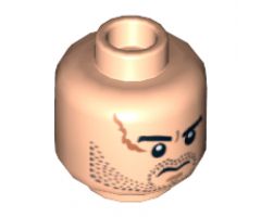 Minifigure, Head Male Large Scar and Stubble Pattern - Hollow Stud