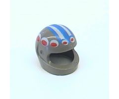 Minifigure, Headgear Helmet Motorcycle (Standard) with Red/White Circles and Blue/White Striped Pattern