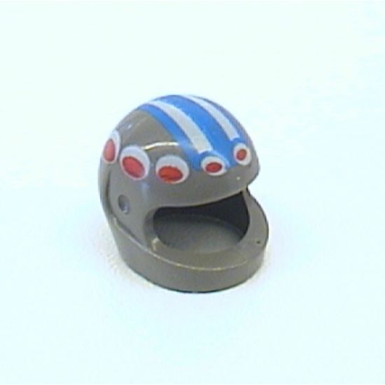 Minifigure, Headgear Helmet Motorcycle (Standard) with Red/White Circles and Blue/White Striped Pattern