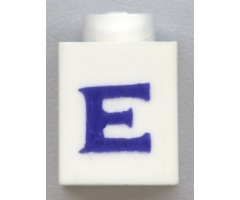 Brick 1 x 1 with Blue 'E' Pattern (Serif Font)