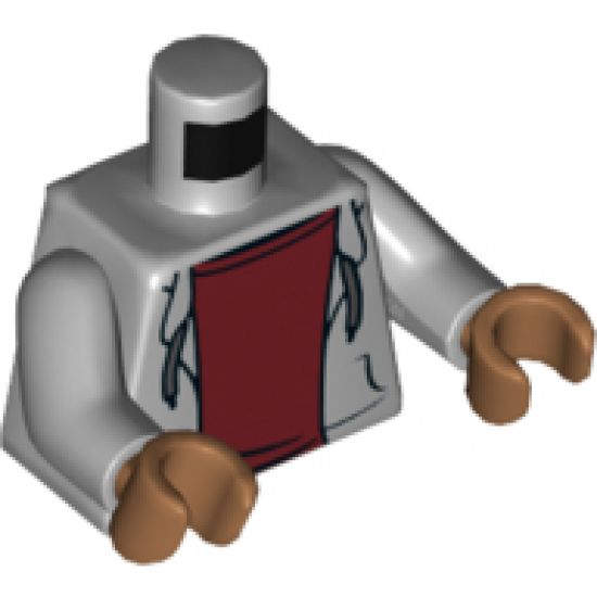 Torso Hooded Sweatshirt Open with Drawstrings over Dark Red Top Pattern / Light Bluish Gray Arms / Medium Nougat Hands
