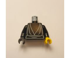 Torso SW Jedi Robe, Waist Sash Pattern / Black Arms / Yellow Hand Left / Black Hand Right