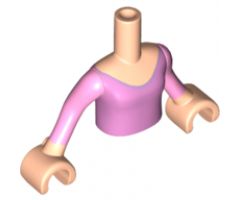 Mini Doll, Torso Friends Girl Bright Pink Scoop Neck Pattern, Light Nougat Arms with Hands with Bright Pink Sleeves (Disney Princess Ariel)