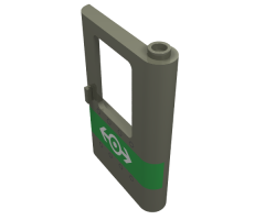Door 1 x 4 x 5 Train Right with Green Stripe, Train Logo and Rivets Pattern