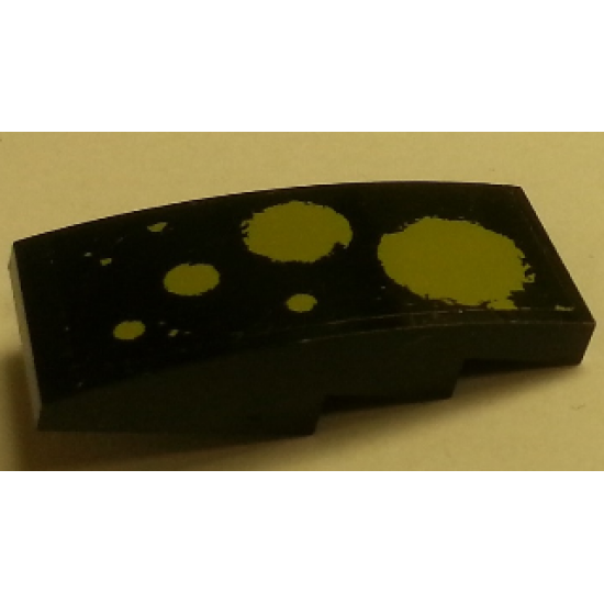 Slope, Curved 4 x 2 with Olive Green Splashes on Black Background Pattern Model Left Side (Sticker) - Set 70133
