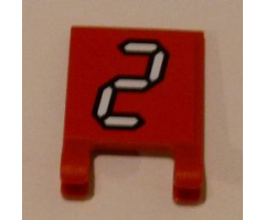 Flag 2 x 2 Square with White Number 2 with Black Outline on Red Background Pattern (Sticker) - Set 3569