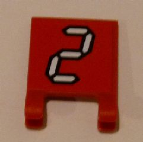 Flag 2 x 2 Square with White Number 2 with Black Outline on Red Background Pattern (Sticker) - Set 3569