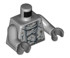 Torso Stone Robe with Cracks and Dark Bluish Gray Spots Pattern / Light Bluish Gray Arms / Dark Bluish Gray Hands