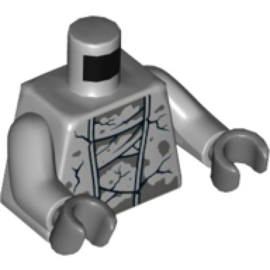 Torso Stone Robe with Cracks and Dark Bluish Gray Spots Pattern / Light Bluish Gray Arms / Dark Bluish Gray Hands