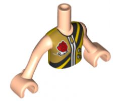 Mini Doll, Torso Friends Girl Bright Light Orange Vest with Zippers, Black Stripes and Gold Panel with Rose Pattern, Light Nougat Arms with Hands