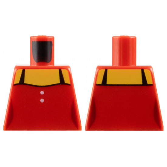 Torso Female Top with 2 White Buttons and Black Straps Pattern