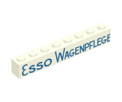 Brick 1 x 8 with Blue 'ESSO WAGENPFLEGE' Pattern