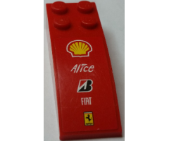 Slope, Curved 6 x 2 with Shell, Alice, Bridgestone, FIAT and Ferrari Logos Top and 'MUBADALA ABU DHABI' Both Sides Pattern (Stickers) - Sets 8168 / 8185