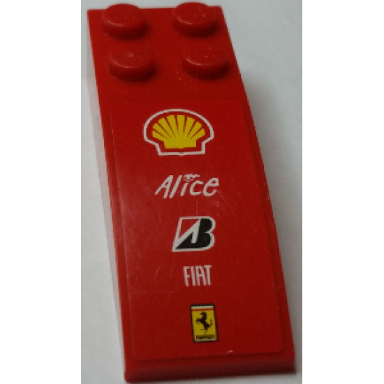 Slope, Curved 6 x 2 with Shell, Alice, Bridgestone, FIAT and Ferrari Logos Top and 'MUBADALA ABU DHABI' Both Sides Pattern (Stickers) - Sets 8168 / 8185