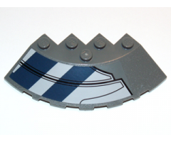 Brick, Round Corner 6 x 6 with Slope 33 Edge, Facet Cutout with Dark Blue Stripes and Black Lines Pattern Model Right (Sticker) - Set 75013