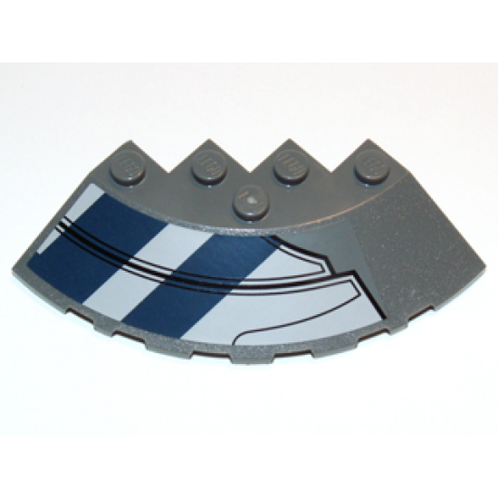 Brick, Round Corner 6 x 6 with Slope 33 Edge, Facet Cutout with Dark Blue Stripes and Black Lines Pattern Model Right (Sticker) - Set 75013