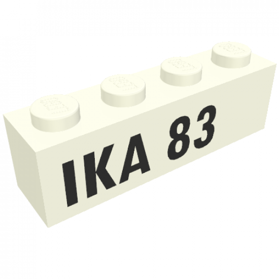 Brick 1 x 4 with Black 'IKA 83' Pattern
