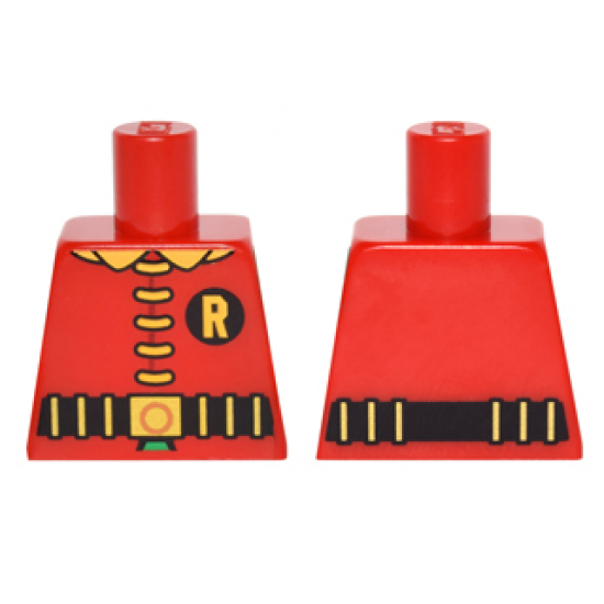 Torso Batman 'R' Symbol, 5 Yellow Clasps and Collar, Black and Gold Belt Pattern