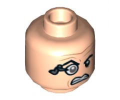 Minifigure, Head Glasses with Monocle, Raised Right Eyebrow, Wrinkles, Clenched Teeth Pattern (Baron Von Strucker) - Hollow Stud