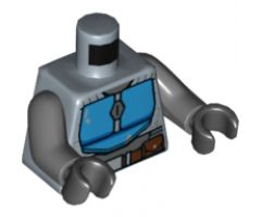 Torso SW Armor Dark Azure Plates and Dark Brown Belt Pattern (Mandalorian) / Dark Bluish Gray Arms / Black Hands
