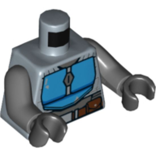 Torso SW Armor Dark Azure Plates and Dark Brown Belt Pattern (Mandalorian) / Dark Bluish Gray Arms / Black Hands