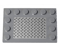 Tile, Modified 4 x 6 with Studs on Edges with Silver Tread Plate Pattern (Sticker) - Set 8292/8289