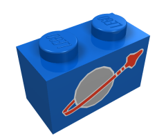 Brick 1 x 2 with Classic Space Logo Pattern