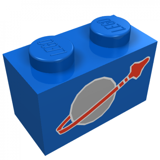 Brick 1 x 2 with Classic Space Logo Pattern
