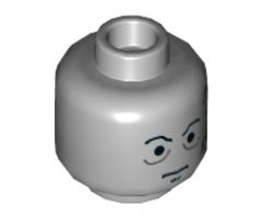 Minifigure, Head Male Scars Gray Left, Black Eyebrows Pattern (Darth Vader original) - Hollow Stud
