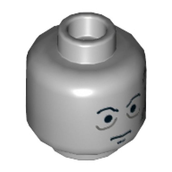 Minifigure, Head Male Scars Gray Left, Black Eyebrows Pattern (Darth Vader original) - Hollow Stud