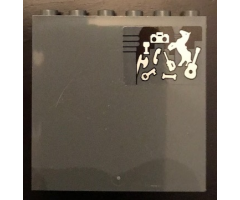 Panel 1 x 6 x 5 with Horse, Guitar, Key, Bone, Axe and Phone Pattern (Sticker) - Set 71043