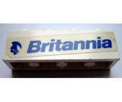 Brick 1 x 4 with Blue 'Britannia' Text and Logo Left Pattern (Sticker) - Set 1599