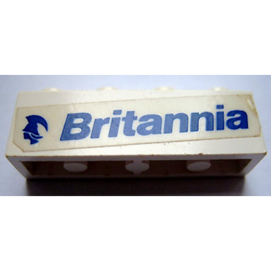 Brick 1 x 4 with Blue 'Britannia' Text and Logo Left Pattern (Sticker) - Set 1599