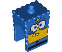Minifigure, Head, Modified SpongeBob SquarePants with Super Hero Pattern
