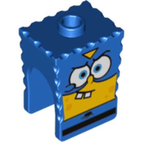 Minifigure, Head, Modified SpongeBob SquarePants with Super Hero Pattern