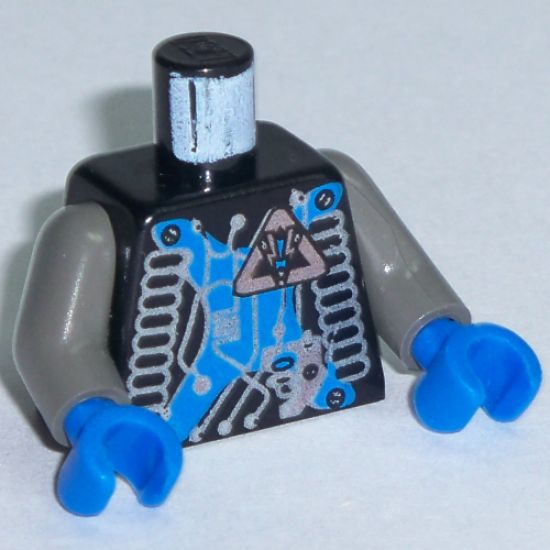 Torso Space Insectoids Blue X with Hose on Sides Pattern / Dark Gray Arms / Blue Hands