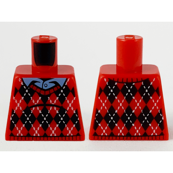Torso Argyle Sweater, Medium Blue Shirt Collar, Black Diamonds and White Stitching Pattern