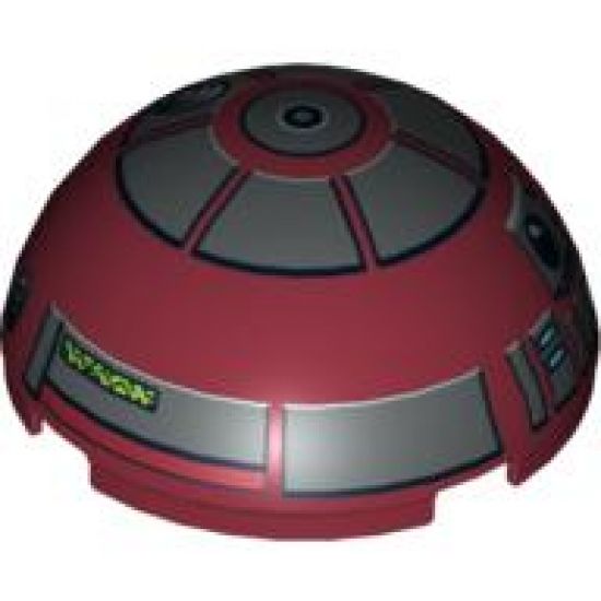 Cylinder Hemisphere 4 x 4 with R4-P17 Astromech Droid Pattern