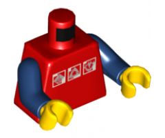 Torso Gravity Games with 3 White & Silver Logos Pattern / Dark Blue Arms / Yellow Hands
