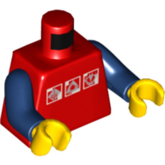 Torso Gravity Games with 3 White & Silver Logos Pattern / Dark Blue Arms / Yellow Hands