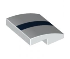 Slope, Curved 2 x 2 with Dark Blue Stripe Pattern