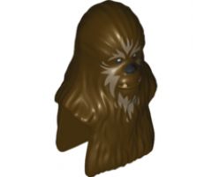 Minifigure, Head, Modified SW Wookiee with Dark Tan Fur Pattern 2
