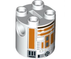 Brick, Round 2 x 2 x 2 Robot Body with Orange Lines Pattern (R3-A2)