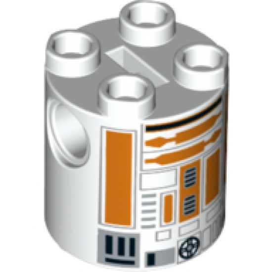 Brick, Round 2 x 2 x 2 Robot Body with Orange Lines Pattern (R3-A2)