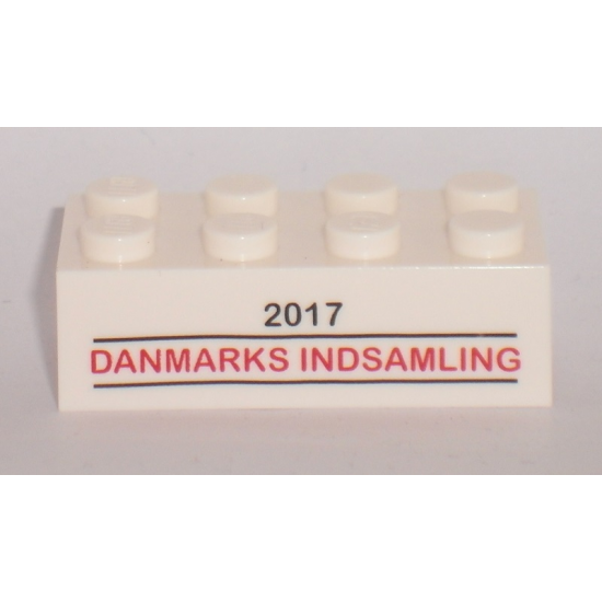 Brick 2 x 4 with Danmarks Indsamling 2017 Pattern