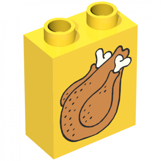 Duplo, Brick 1 x 2 x 2 with Roast Turkey Pattern