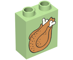 Duplo, Brick 1 x 2 x 2 with Roast Turkey Pattern