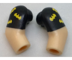 Arm, (Matching Left and Right) Pair with Black Short Sleeves and 3 Yellow Bats Pattern