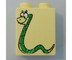 Duplo, Brick 1 x 2 x 2 with Spotted Snake Pattern (From Dora The Explorer)