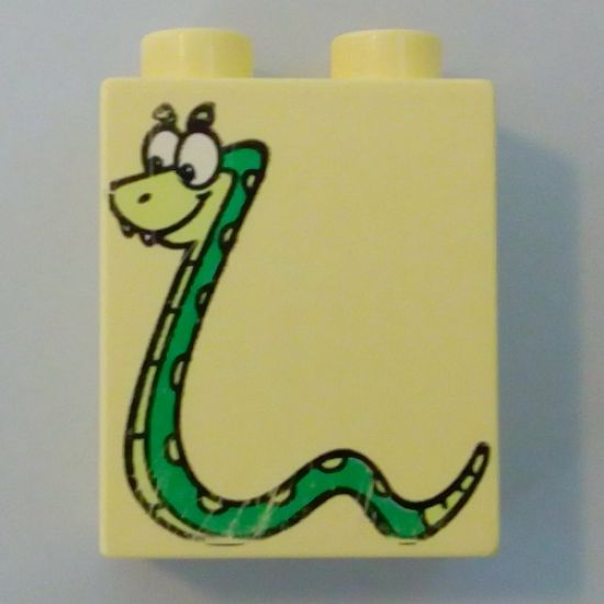 Duplo, Brick 1 x 2 x 2 with Spotted Snake Pattern (From Dora The Explorer)